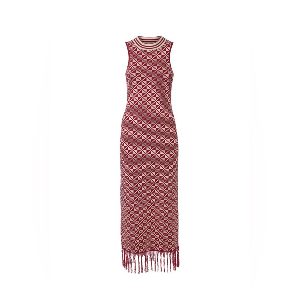 Dodo Bar OR Red Print Jacquard Knit Chen Dress - size 40 IT / 36 FR